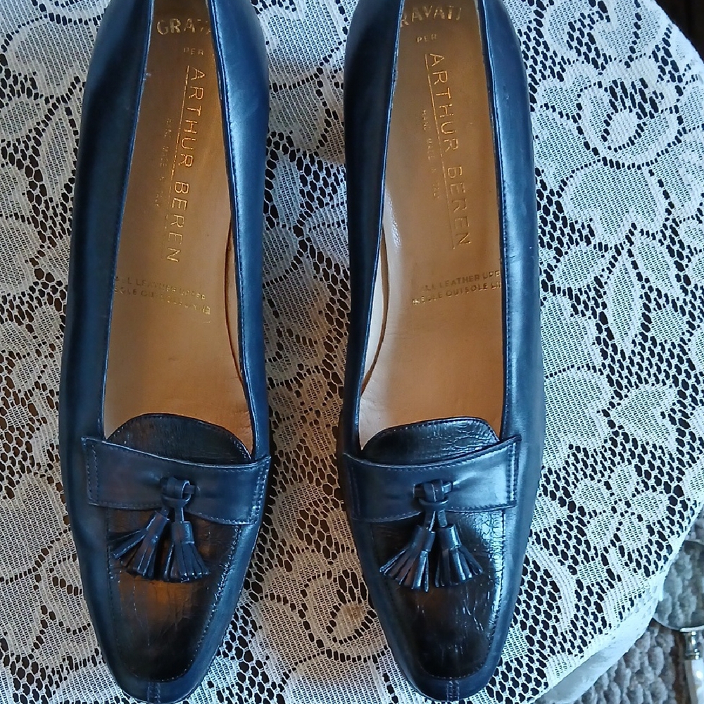 Navy Leather Tassel Loafers Timeless Flats